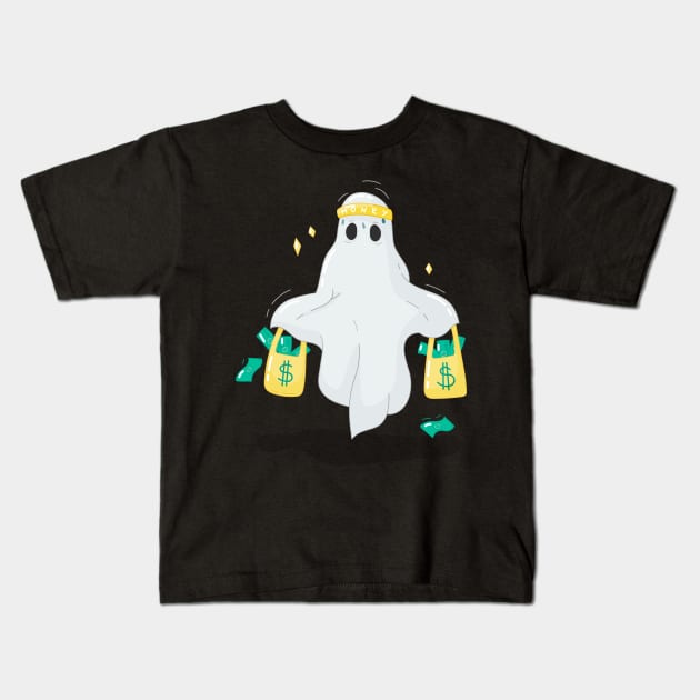 Ghost with money bag Kids T-Shirt by Polikarp308